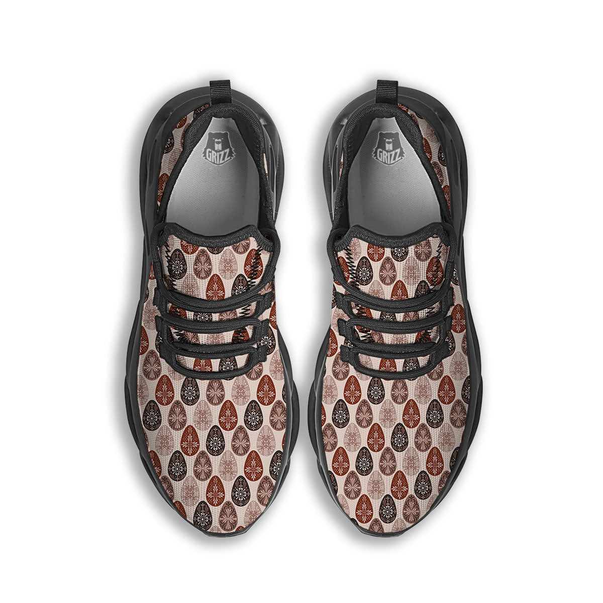 Easter Eggs Bohemian Print Pattern Black Running Shoes-grizzshop