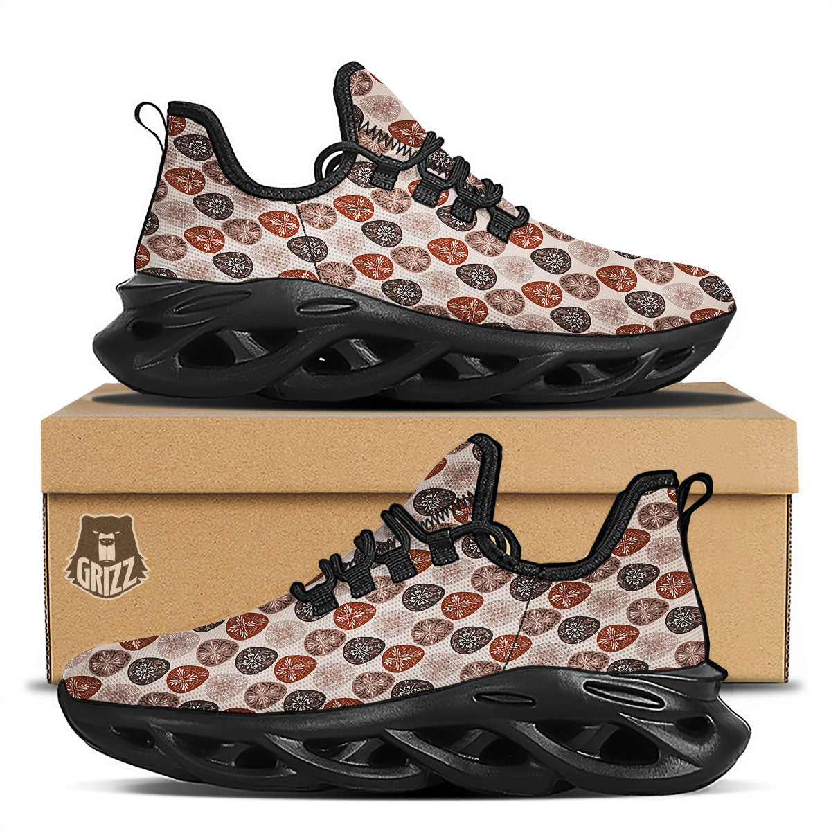 Easter Eggs Bohemian Print Pattern Black Running Shoes-grizzshop