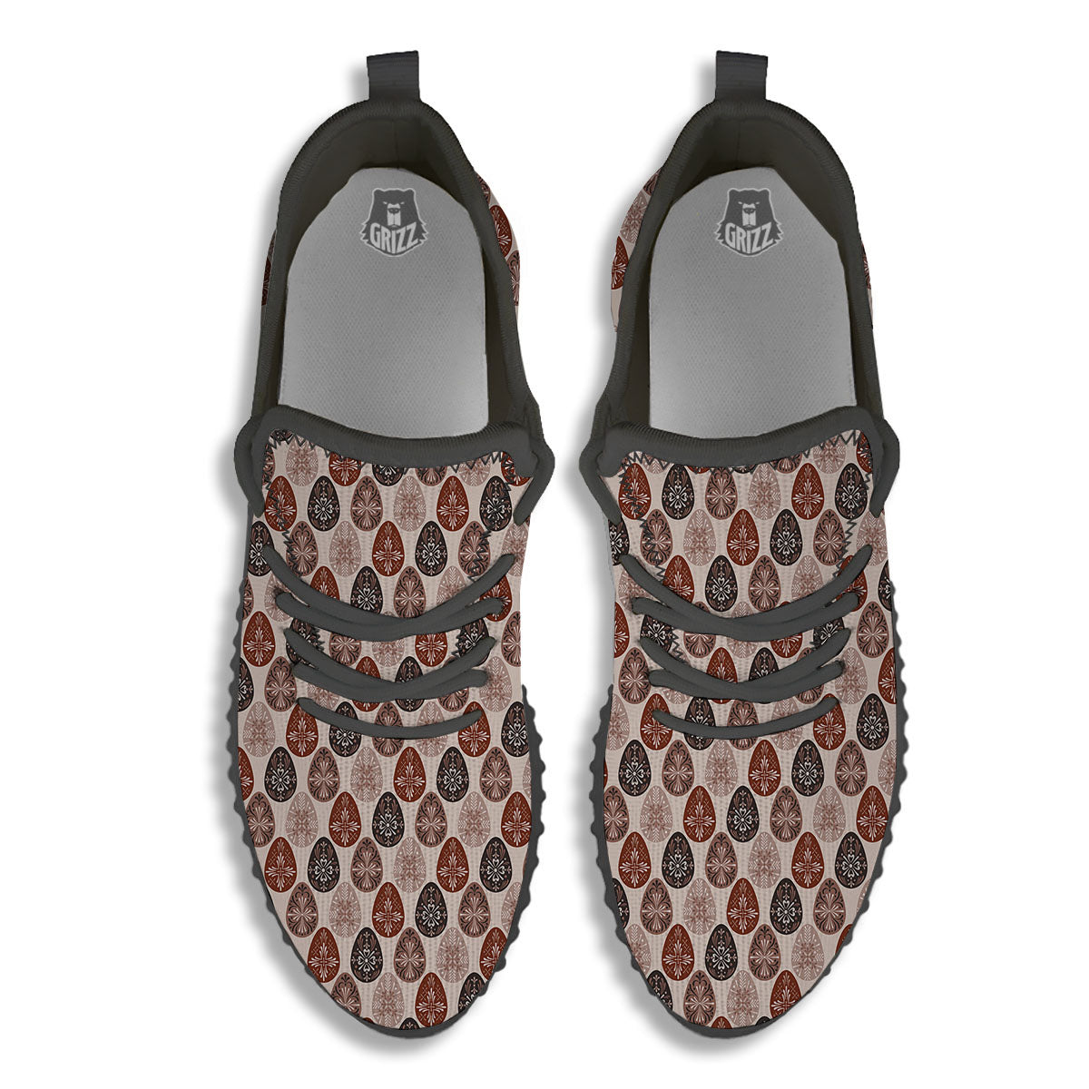 Easter Eggs Bohemian Print Pattern Black Walking Shoes-grizzshop
