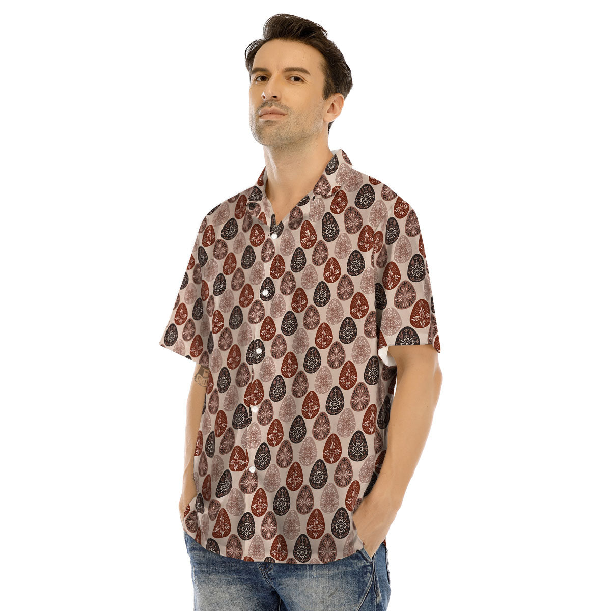 Easter Eggs Bohemian Print Pattern Men's Hawaiian Shirt-grizzshop
