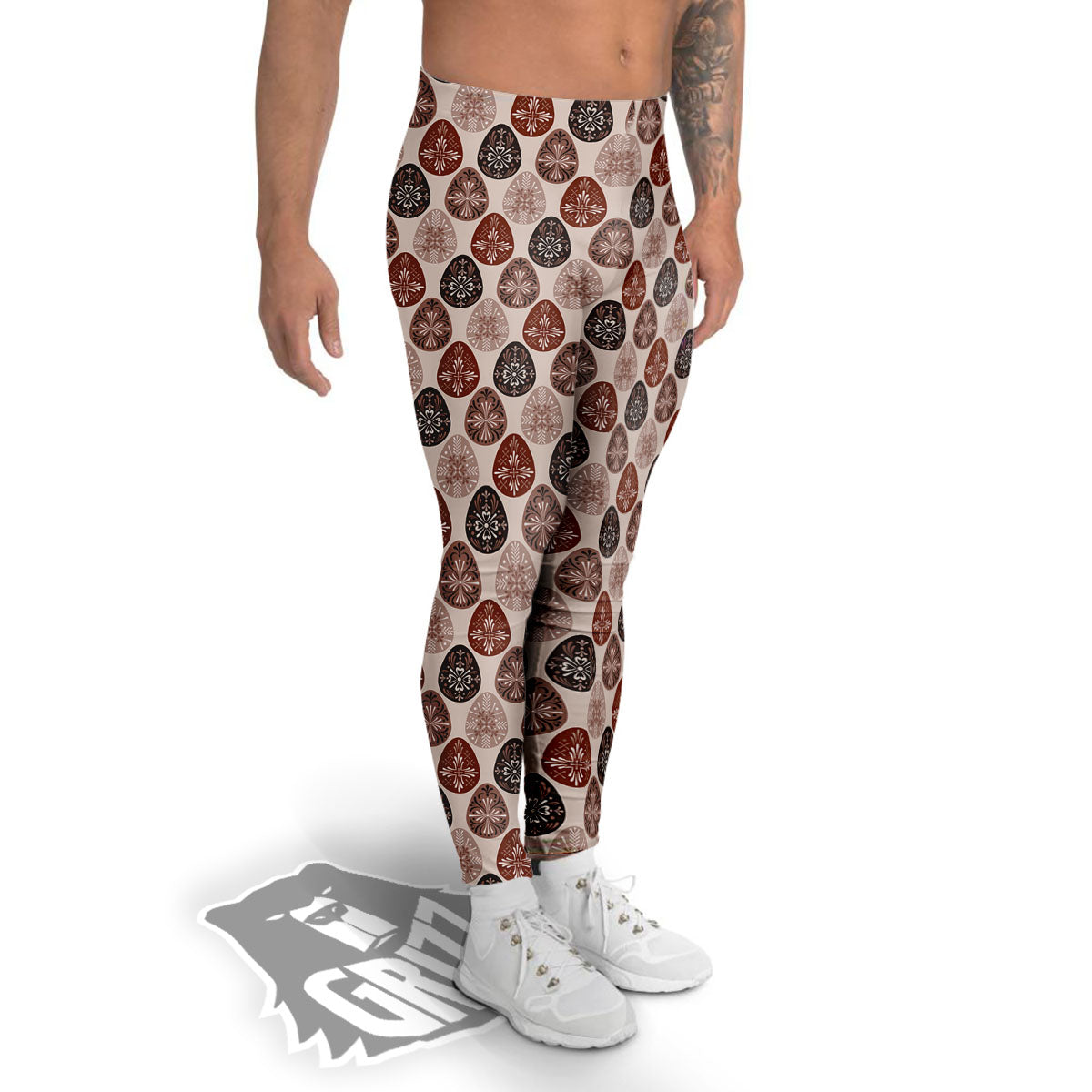 Easter Eggs Bohemian Print Pattern Men's Leggings-grizzshop