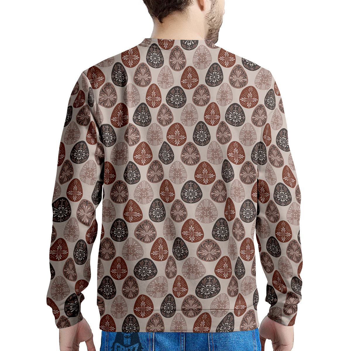 Easter Eggs Bohemian Print Pattern Men's Sweatshirt-grizzshop