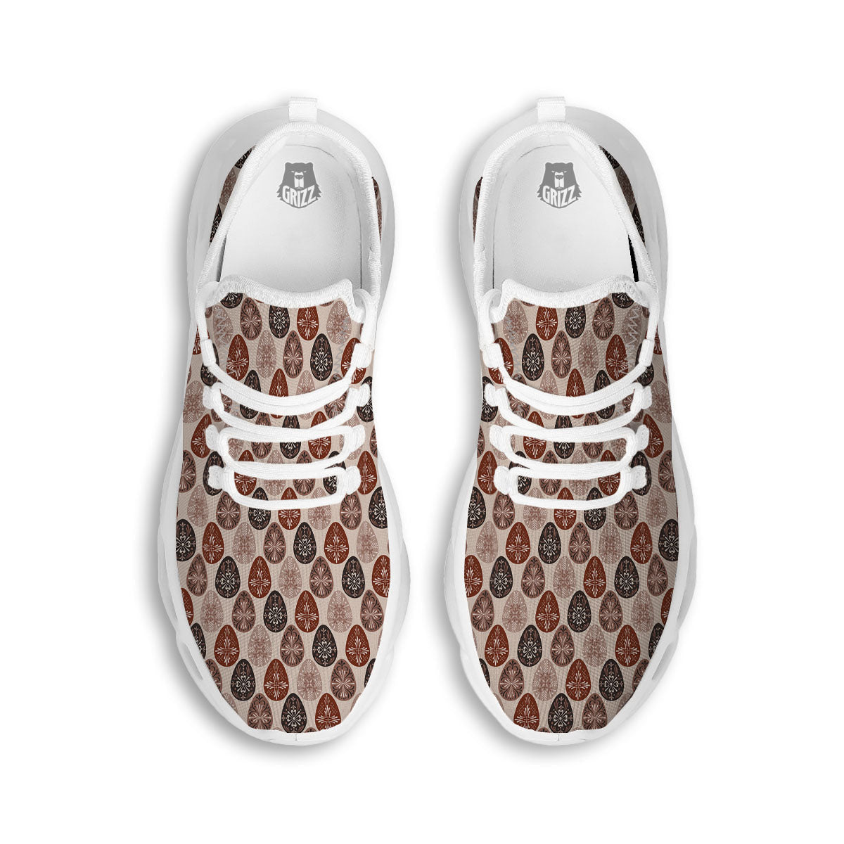 Easter Eggs Bohemian Print Pattern White Running Shoes-grizzshop