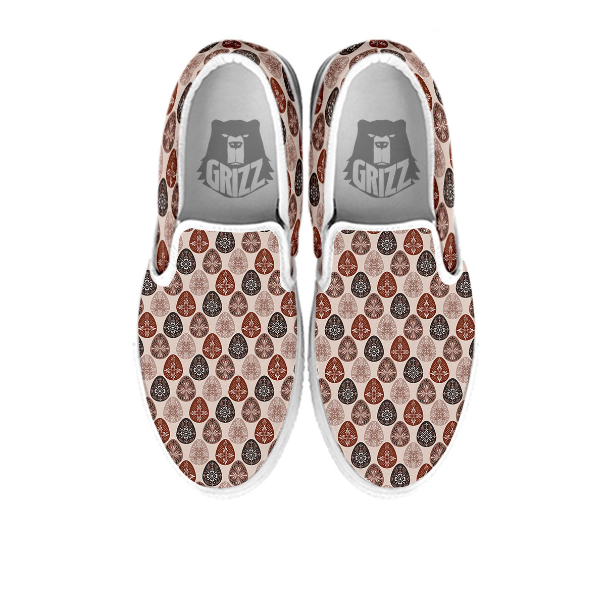 Easter Eggs Bohemian Print Pattern White Slip On Shoes-grizzshop