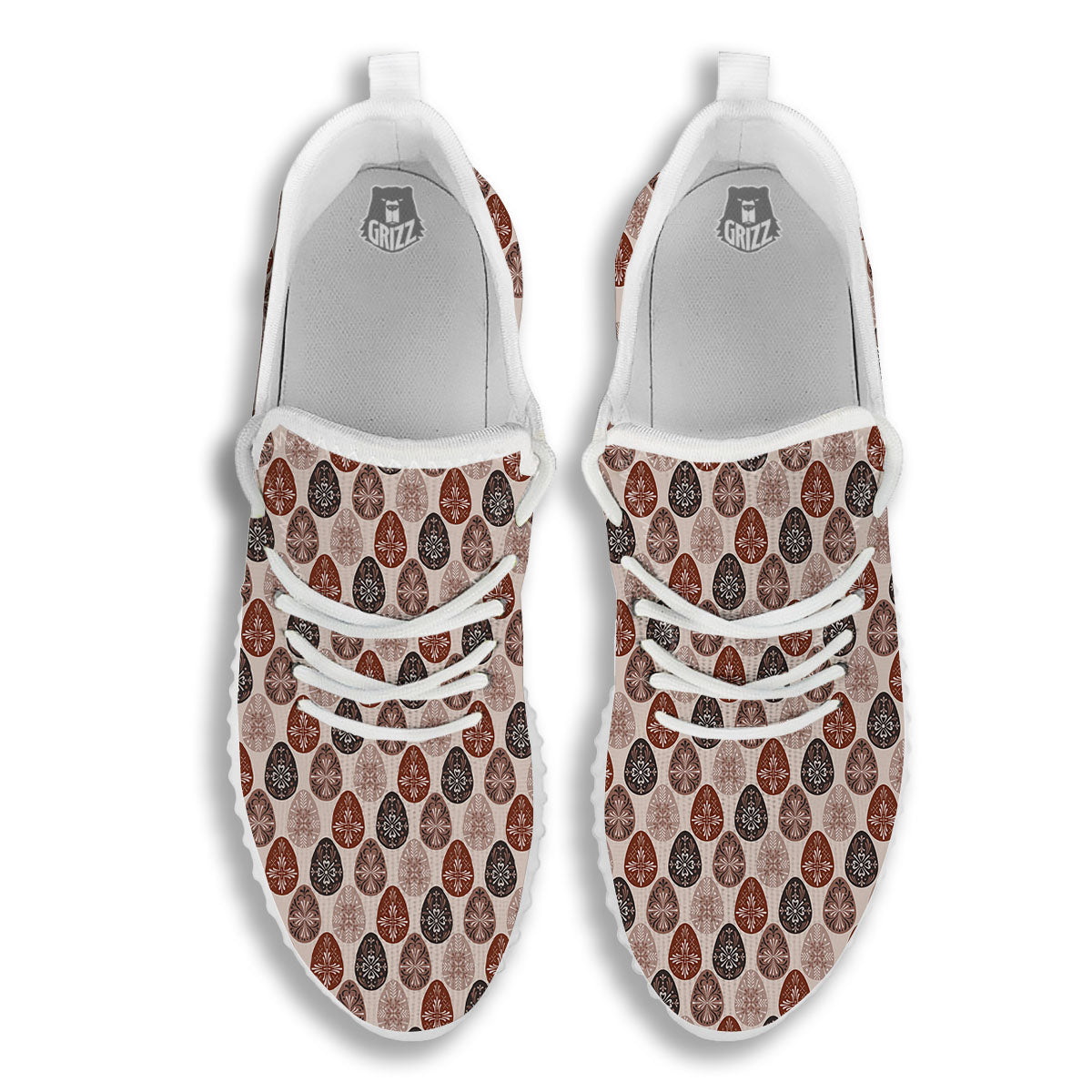 Easter Eggs Bohemian Print Pattern White Walking Shoes-grizzshop