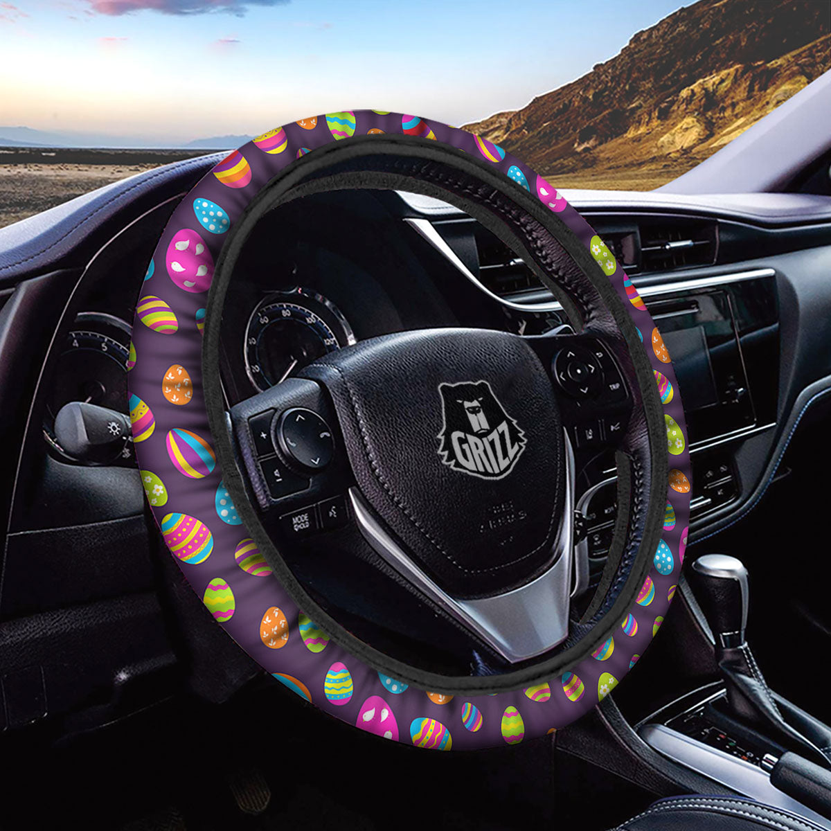 Easter Eggs Colorful Cute Print Pattern Car Steering Wheel Cover-grizzshop