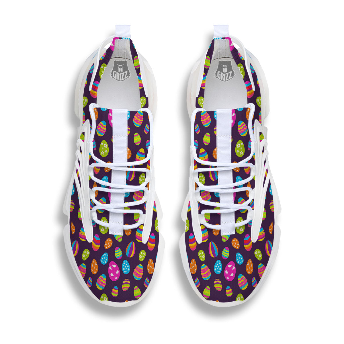 Easter Eggs Colorful Cute Print Pattern White Gym Shoes-grizzshop