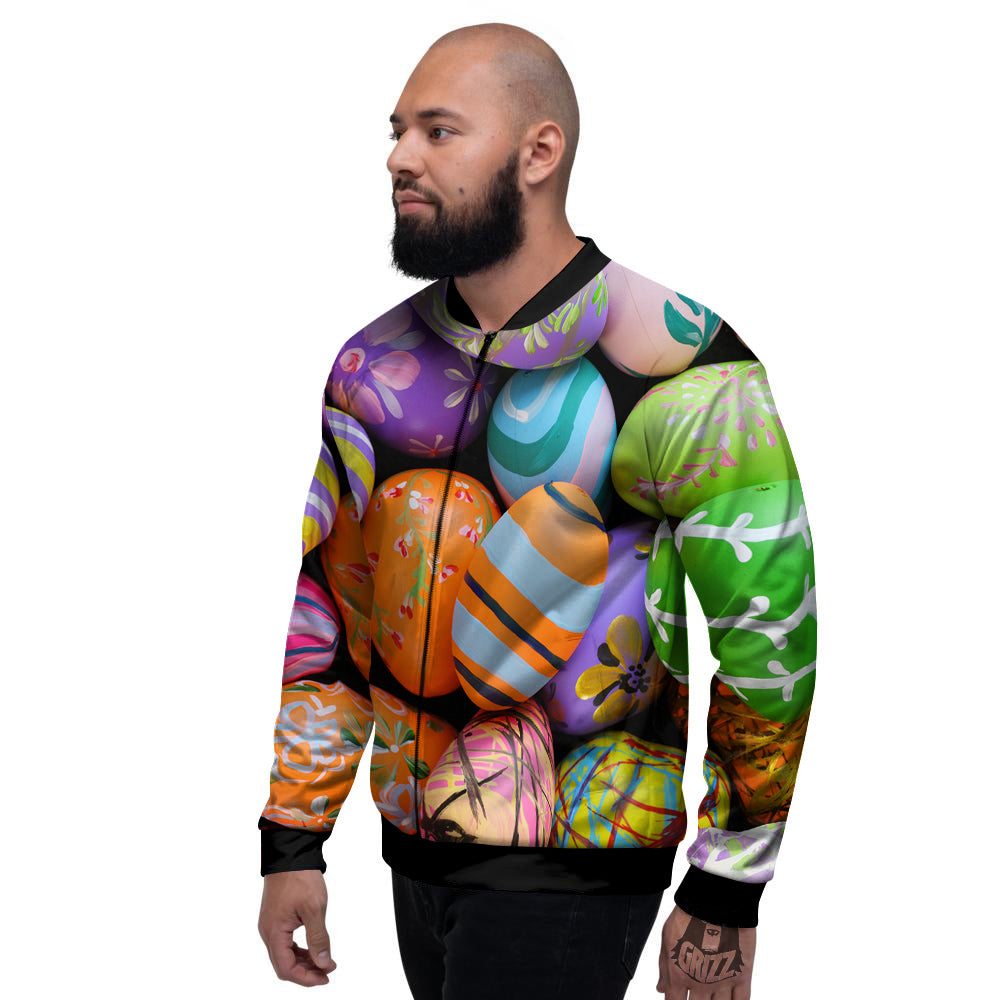 Easter Eggs Colorful Print Men's Bomber Jacket-grizzshop