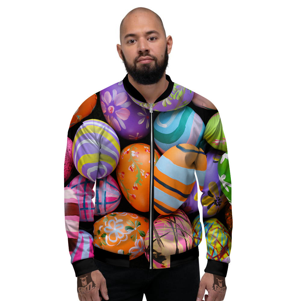 Easter Eggs Colorful Print Men's Bomber Jacket-grizzshop