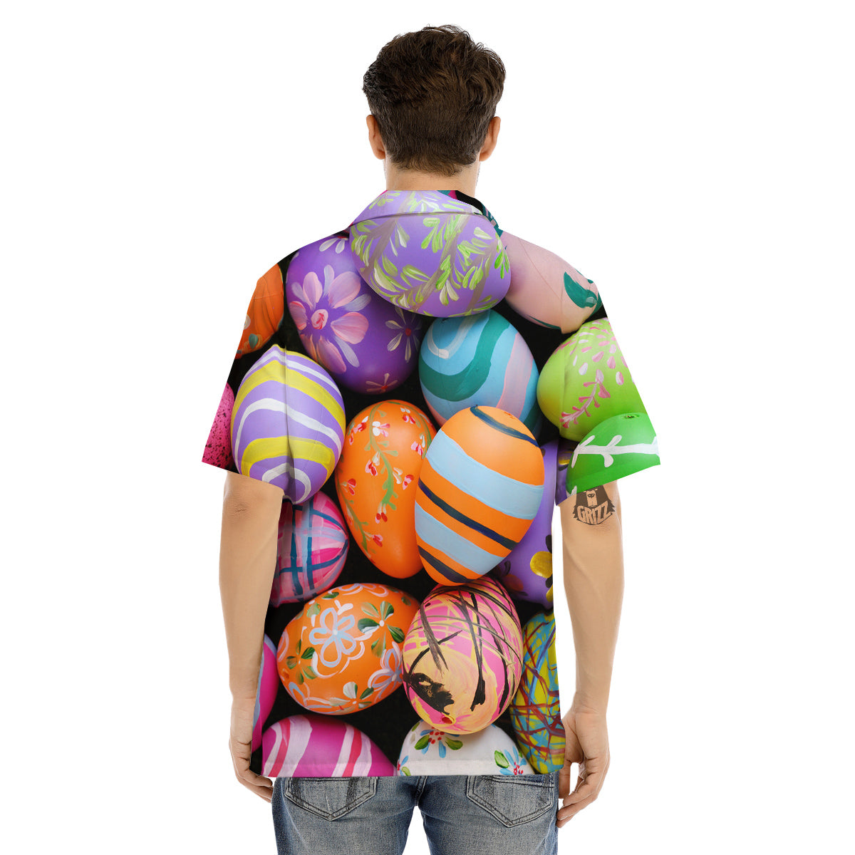 Easter Eggs Colorful Print Men's Hawaiian Shirt-grizzshop