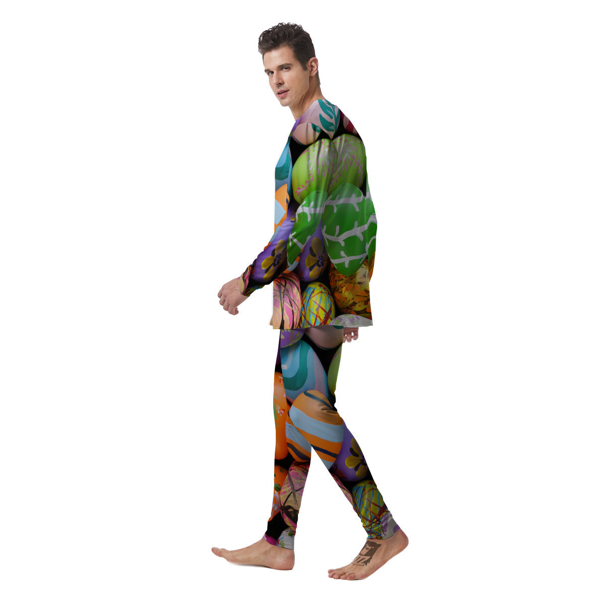 Easter Eggs Colorful Print Men's Pajamas-grizzshop