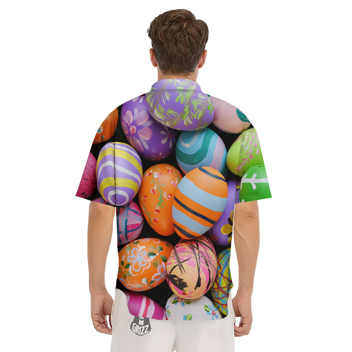 Easter Eggs Colorful Print Men's Short Sleeve Shirts-grizzshop
