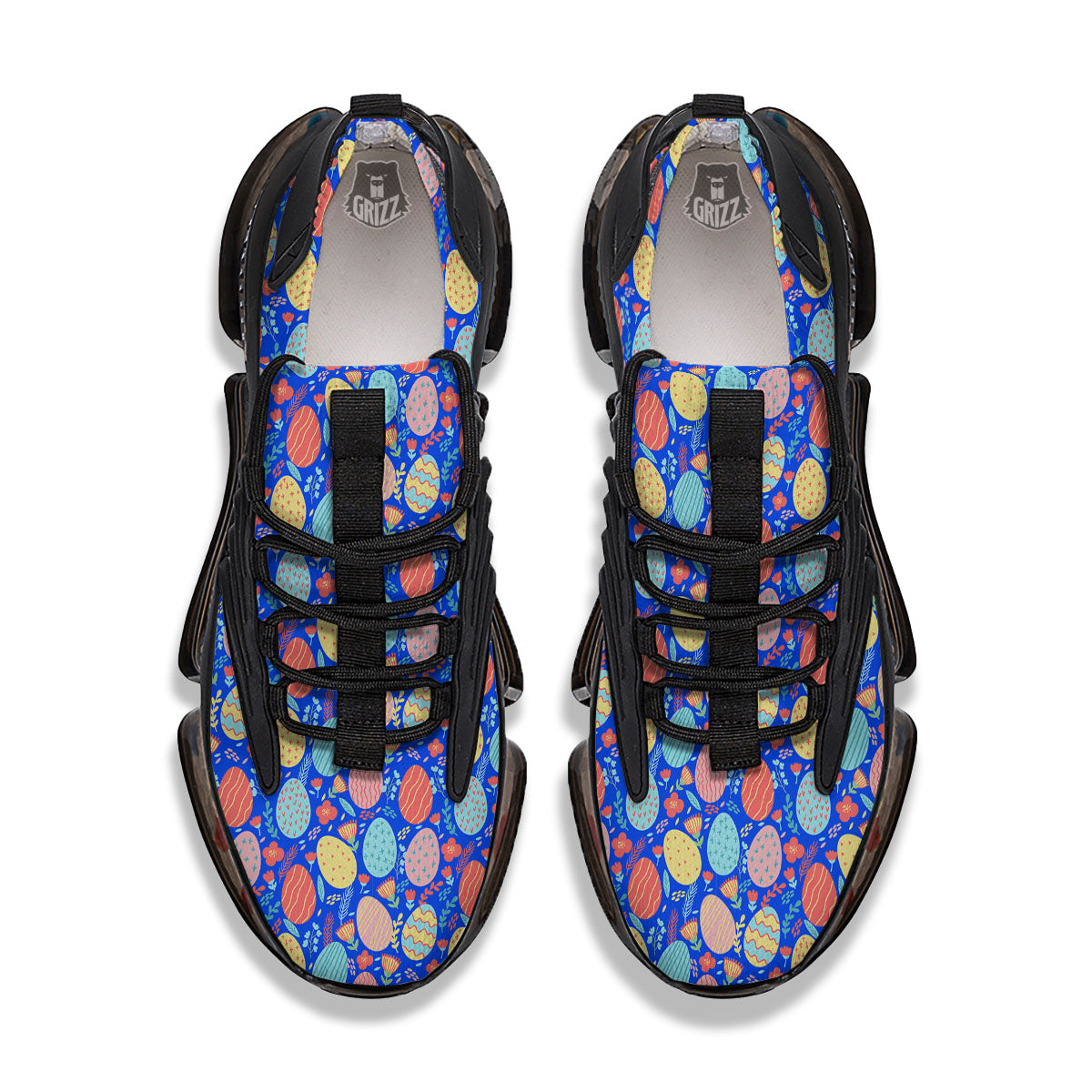 Easter Eggs Colorful Print Pattern Black Gym Shoes-grizzshop