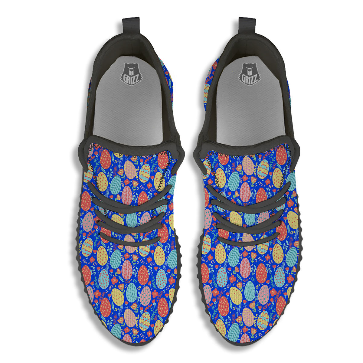 Easter Eggs Colorful Print Pattern Black Walking Shoes-grizzshop