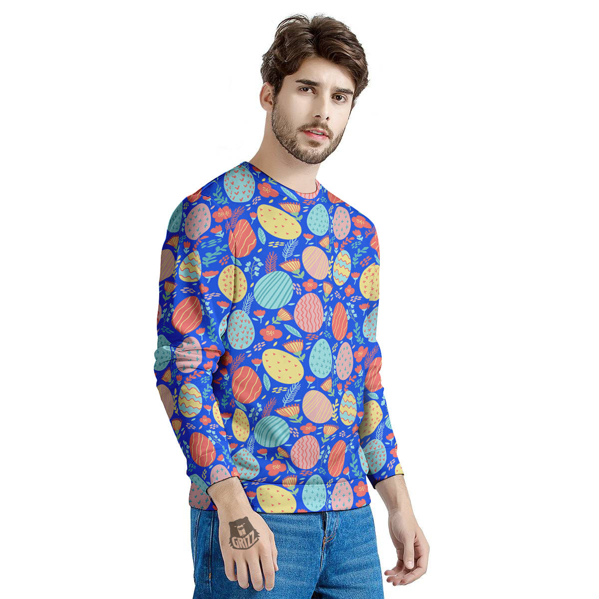 Easter Eggs Colorful Print Pattern Men's Sweatshirt-grizzshop