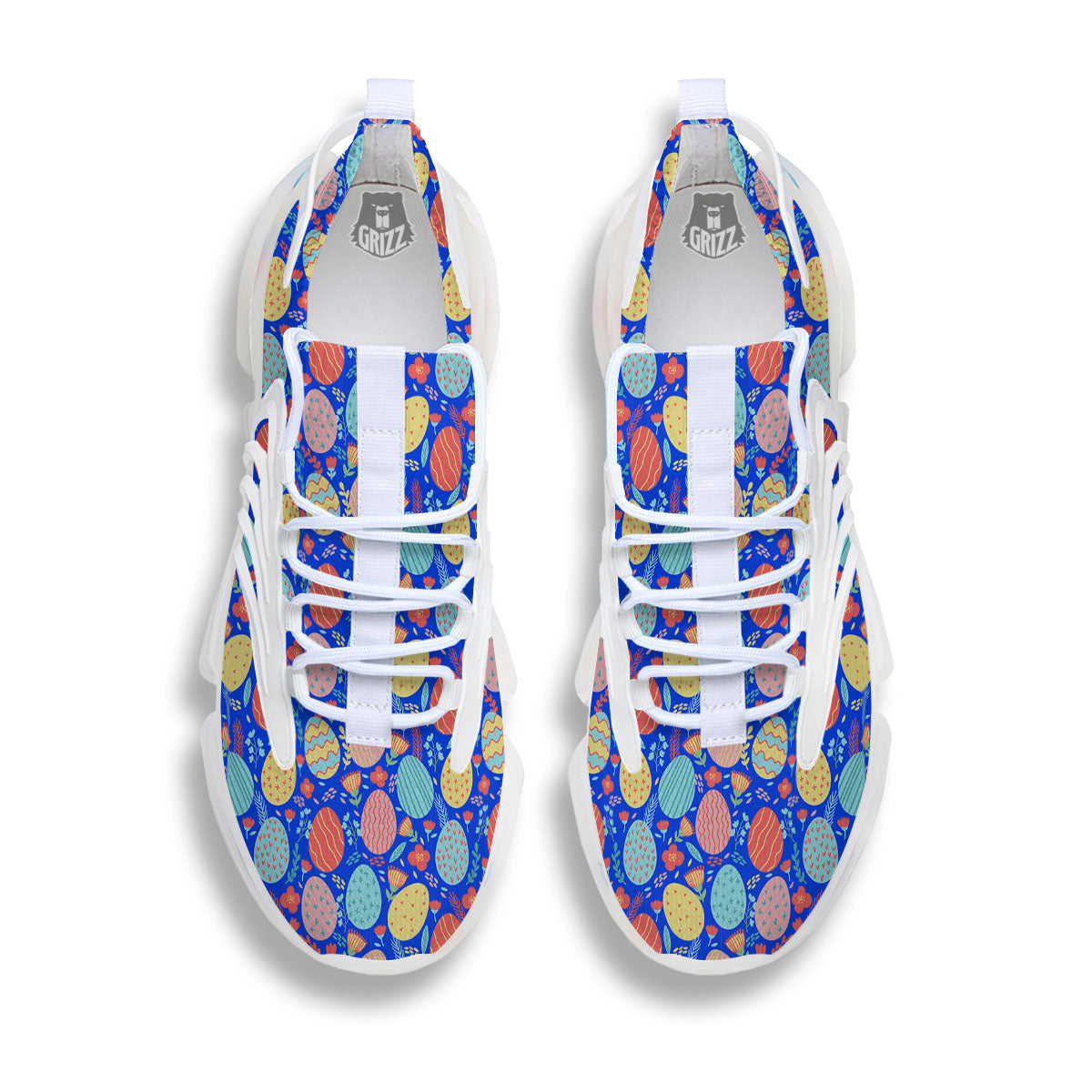 Easter Eggs Colorful Print Pattern White Gym Shoes-grizzshop