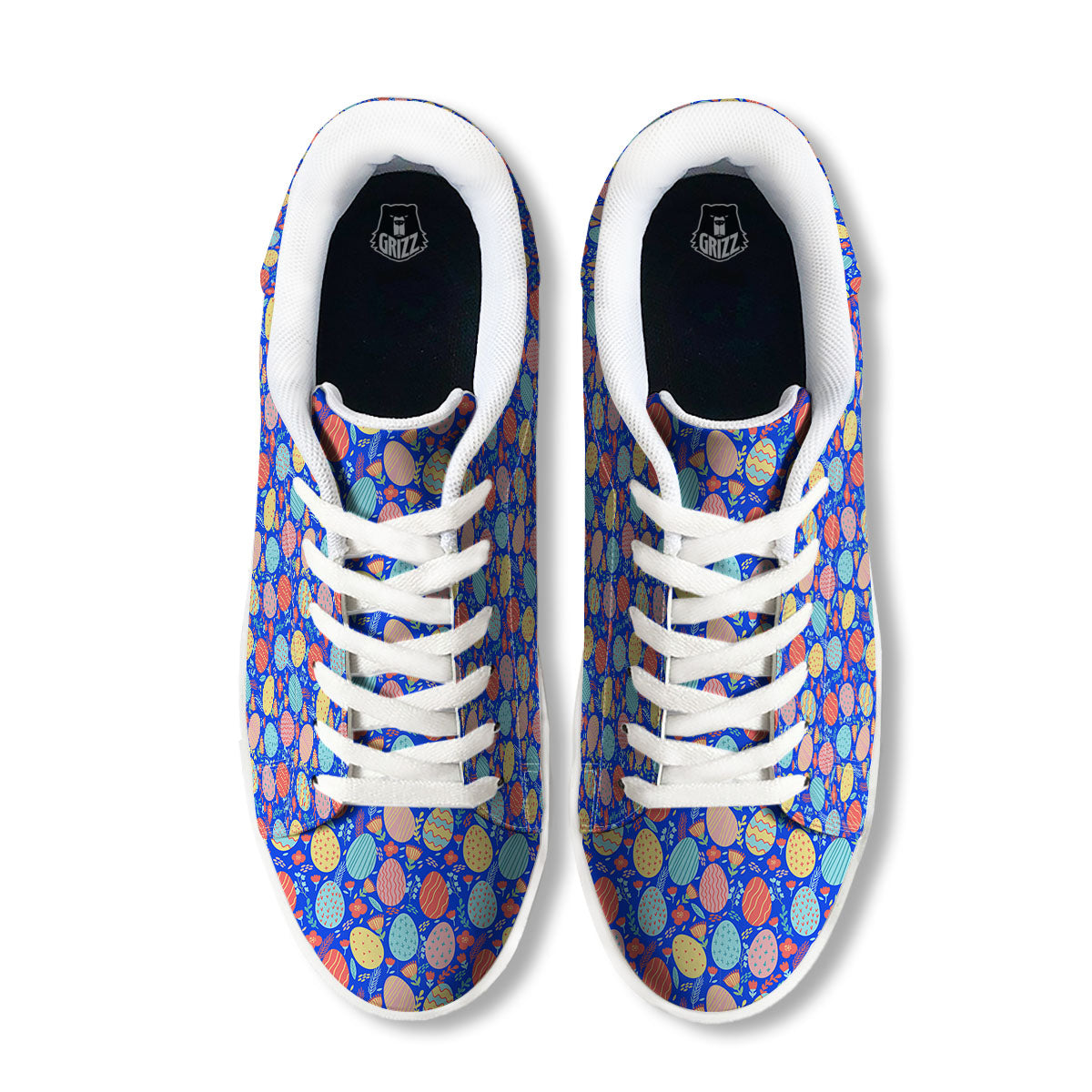 Easter Eggs Colorful Print Pattern White Low Top Sneakers-grizzshop