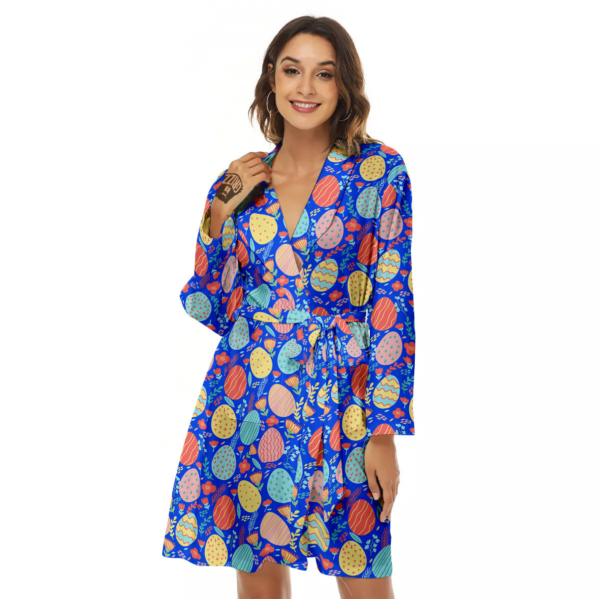 Easter Eggs Colorful Print Pattern Women's Robe-grizzshop