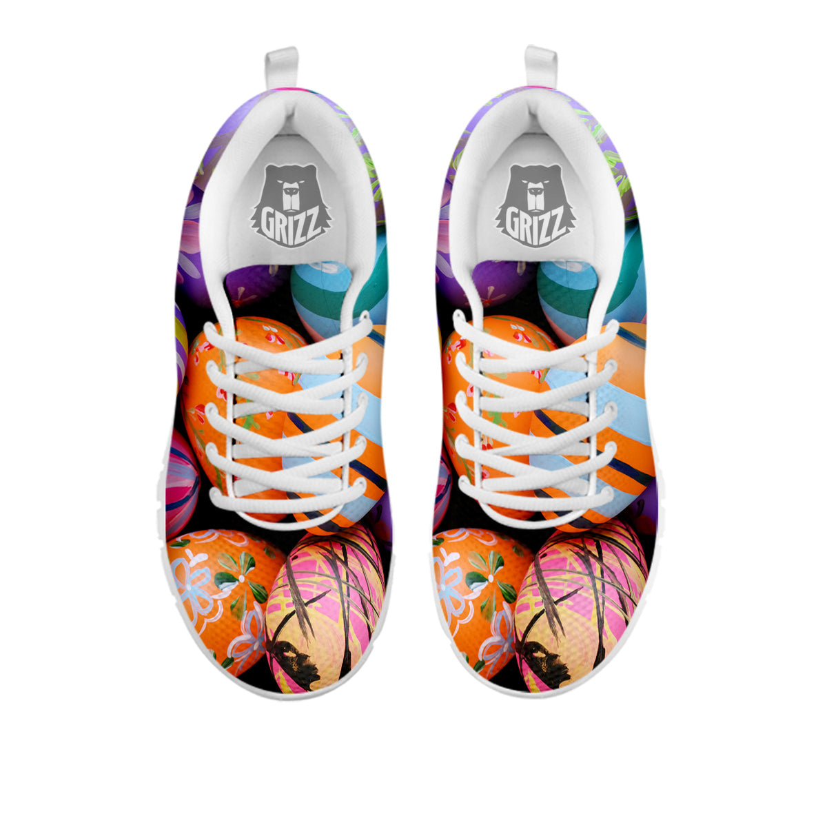 Easter Eggs Colorful Print White Sneaker-grizzshop