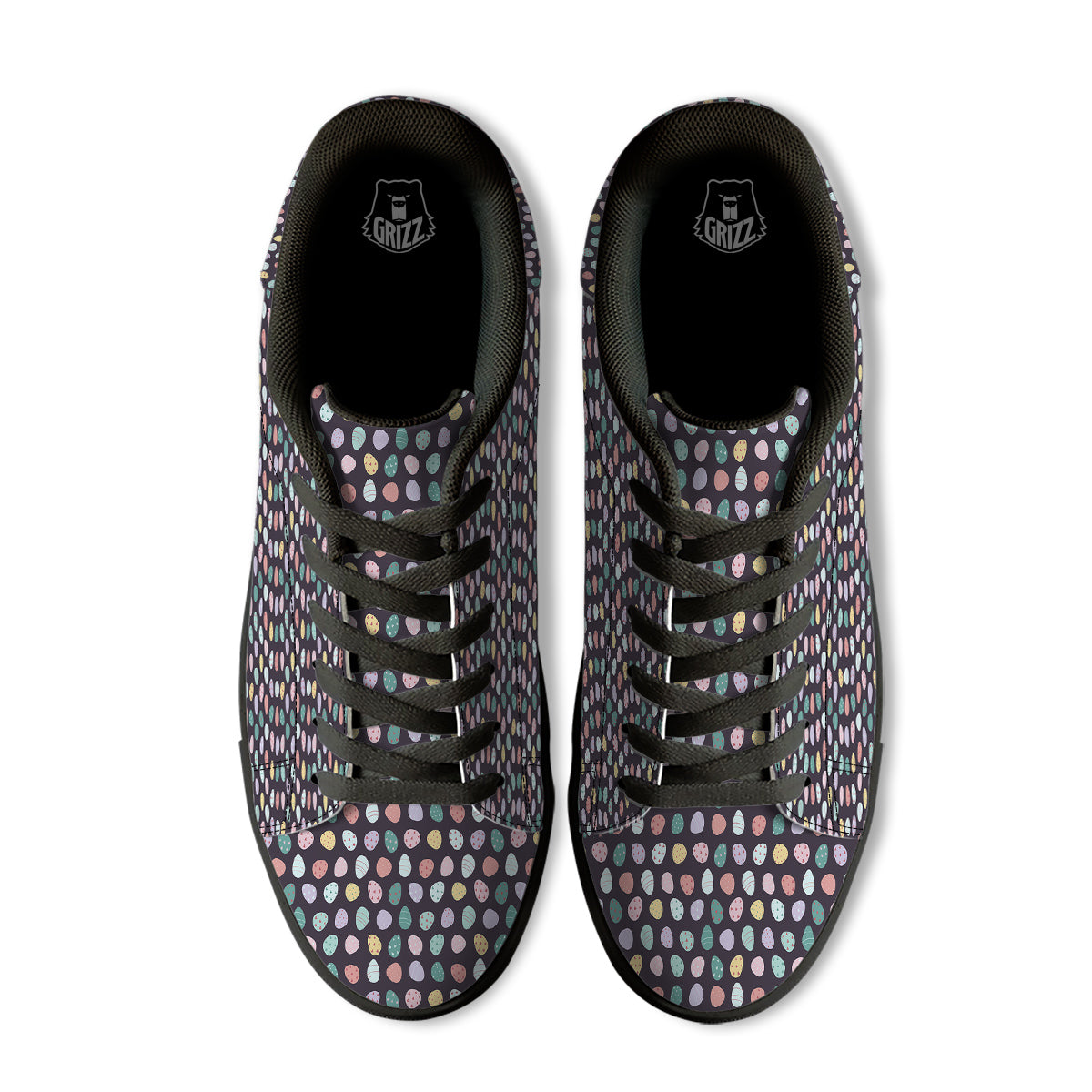 Easter Eggs Cute Print Pattern Black Low Top Sneakers-grizzshop