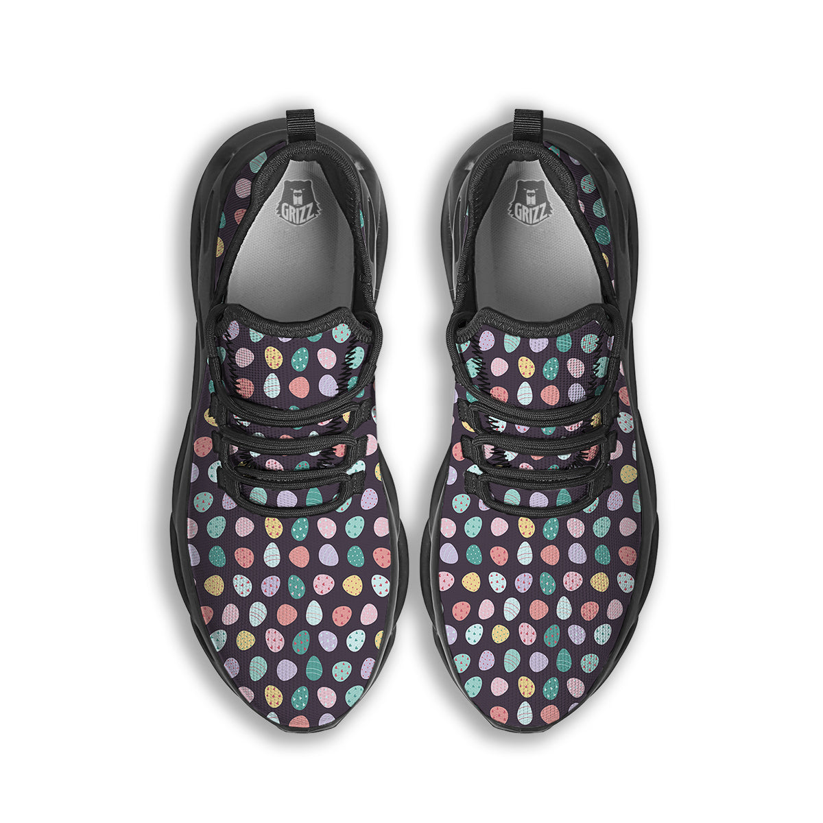 Easter Eggs Cute Print Pattern Black Running Shoes-grizzshop