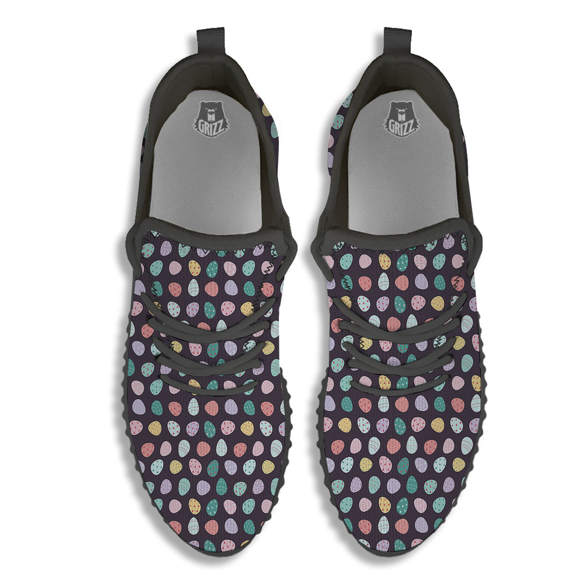Easter Eggs Cute Print Pattern Black Walking Shoes-grizzshop