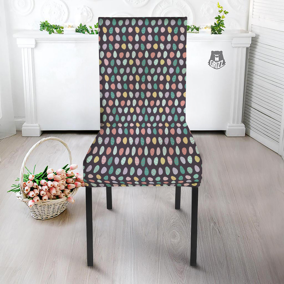Easter Eggs Cute Print Pattern Dining Chair Slipcover-grizzshop