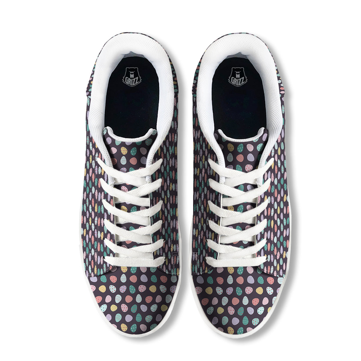 Easter Eggs Cute Print Pattern White Low Top Sneakers-grizzshop