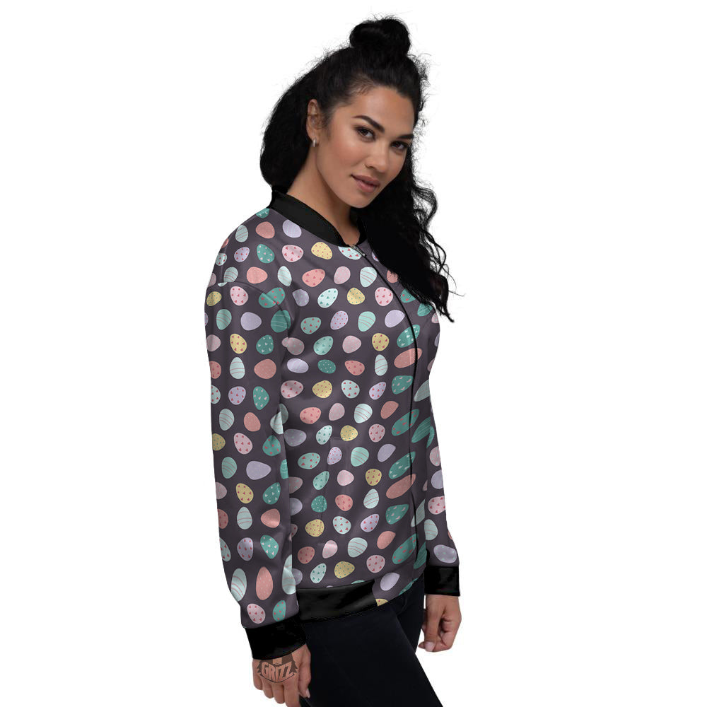 Easter Eggs Cute Print Pattern Women's Bomber Jacket-grizzshop