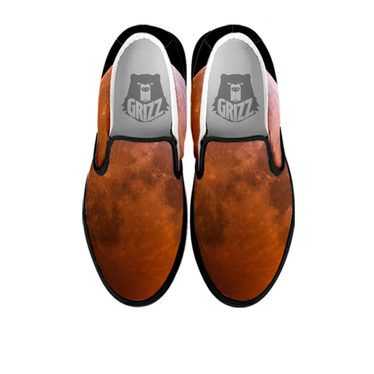 Eclipse Total Lunar Print Black Slip On Shoes-grizzshop