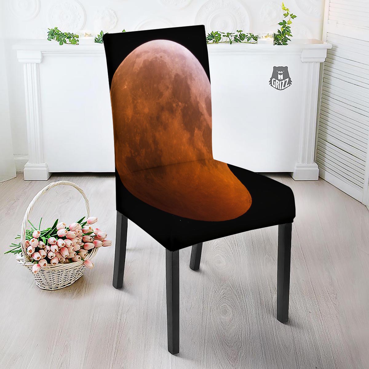 Eclipse Total Lunar Print Dining Chair Slipcover-grizzshop