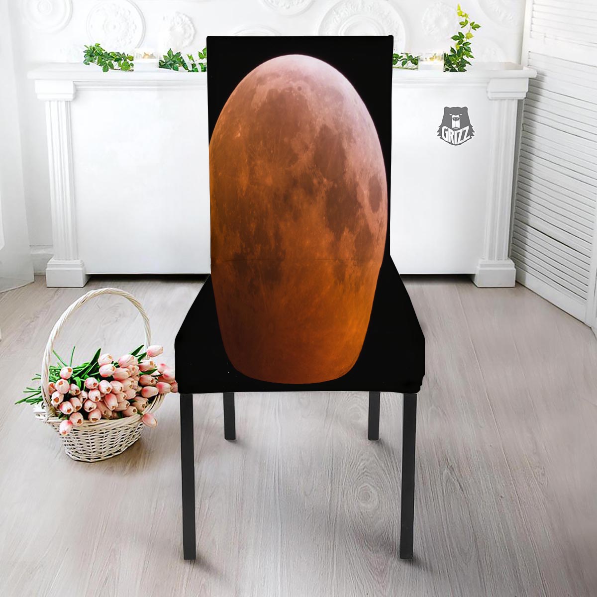 Eclipse Total Lunar Print Dining Chair Slipcover-grizzshop