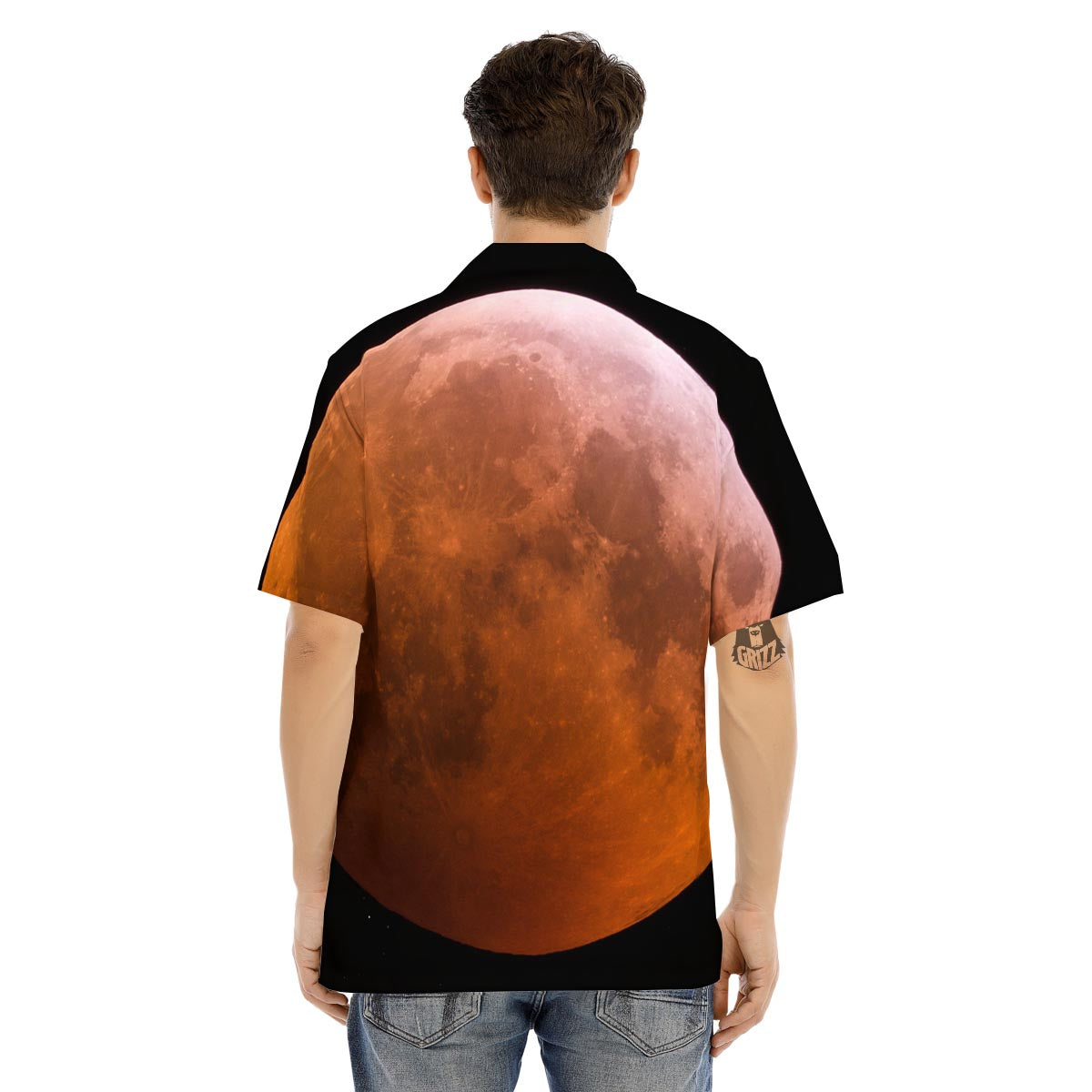 Eclipse Total Lunar Print Men's Hawaiian Shirt-grizzshop