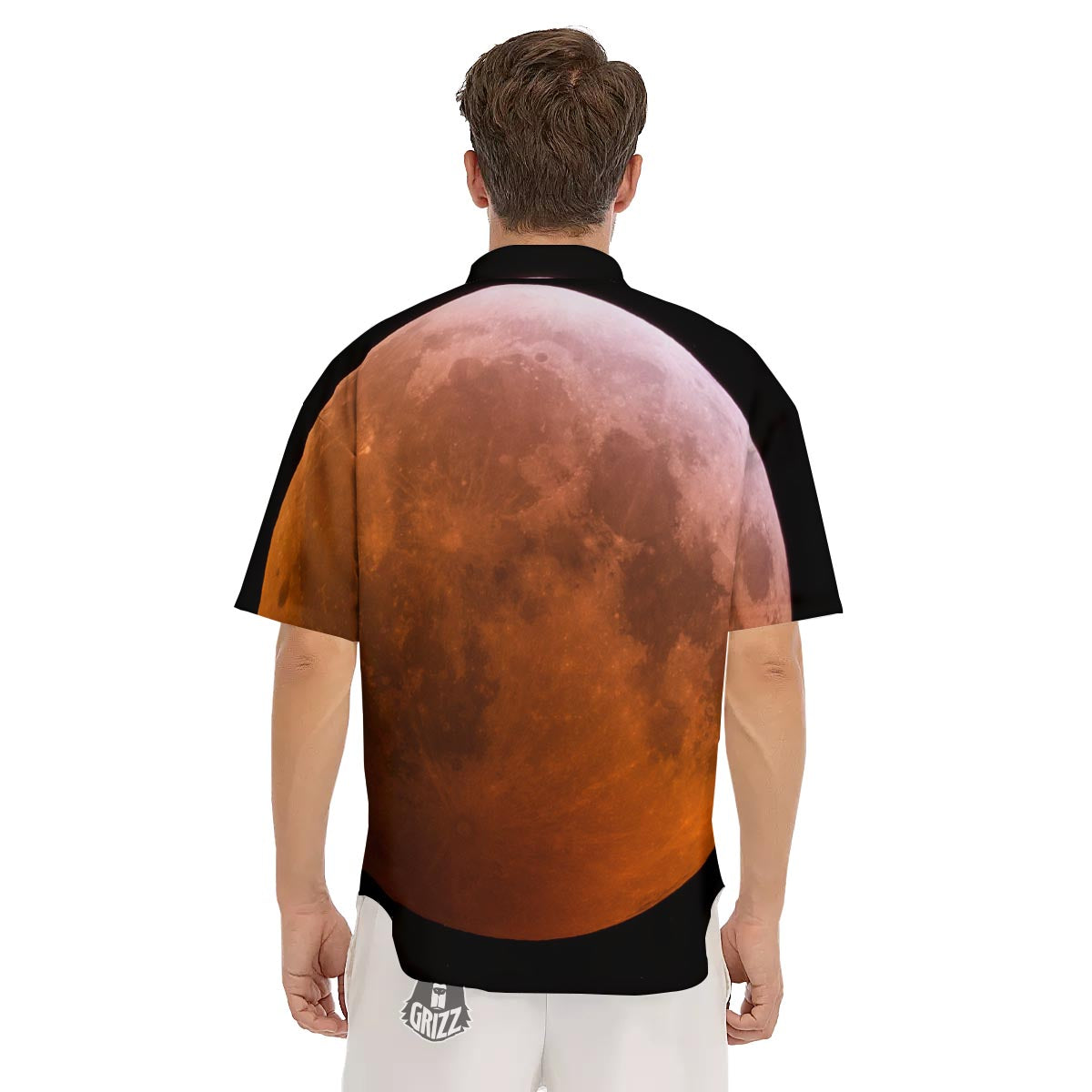 Eclipse Total Lunar Print Men's Short Sleeve Shirts-grizzshop