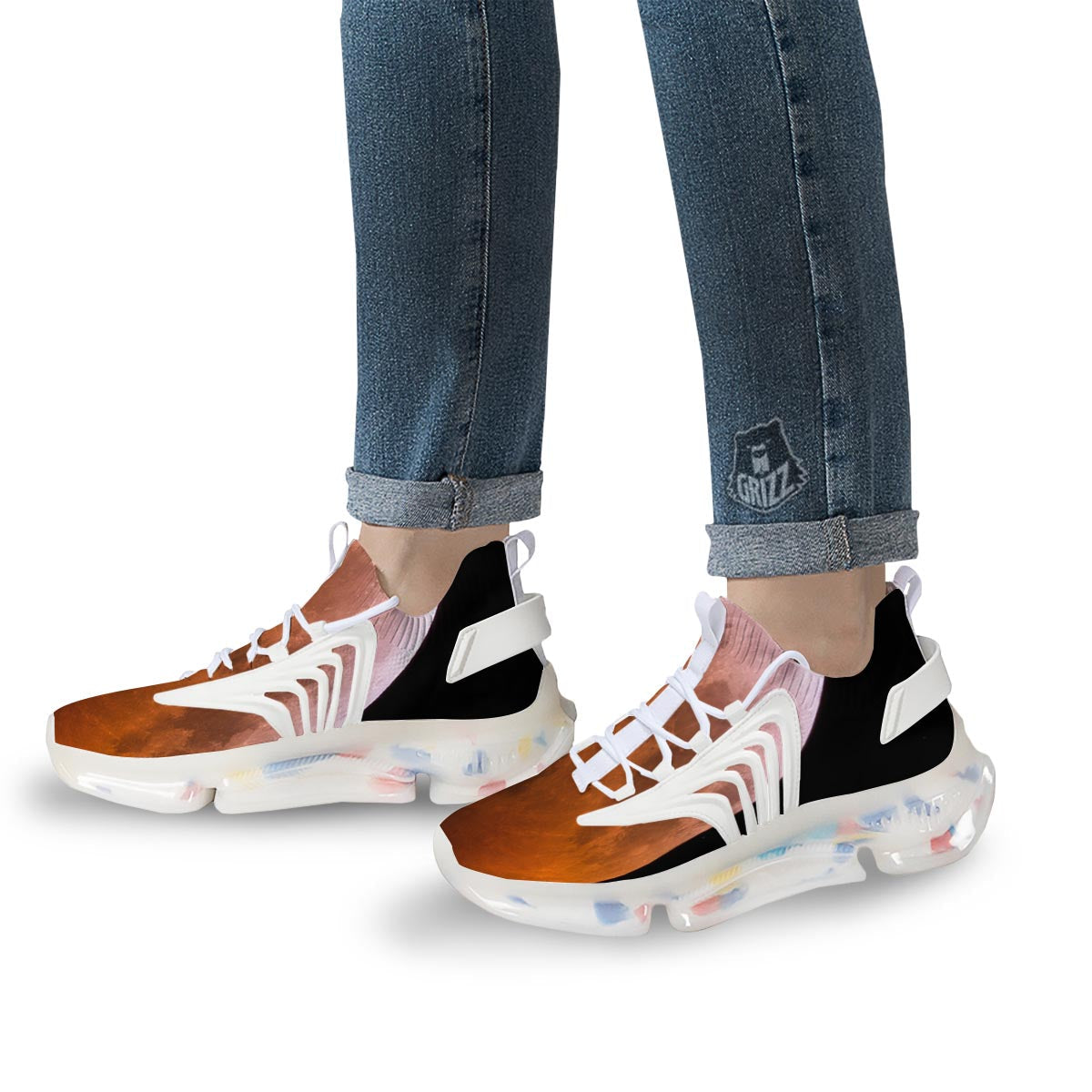 Eclipse Total Lunar Print White Gym Shoes-grizzshop