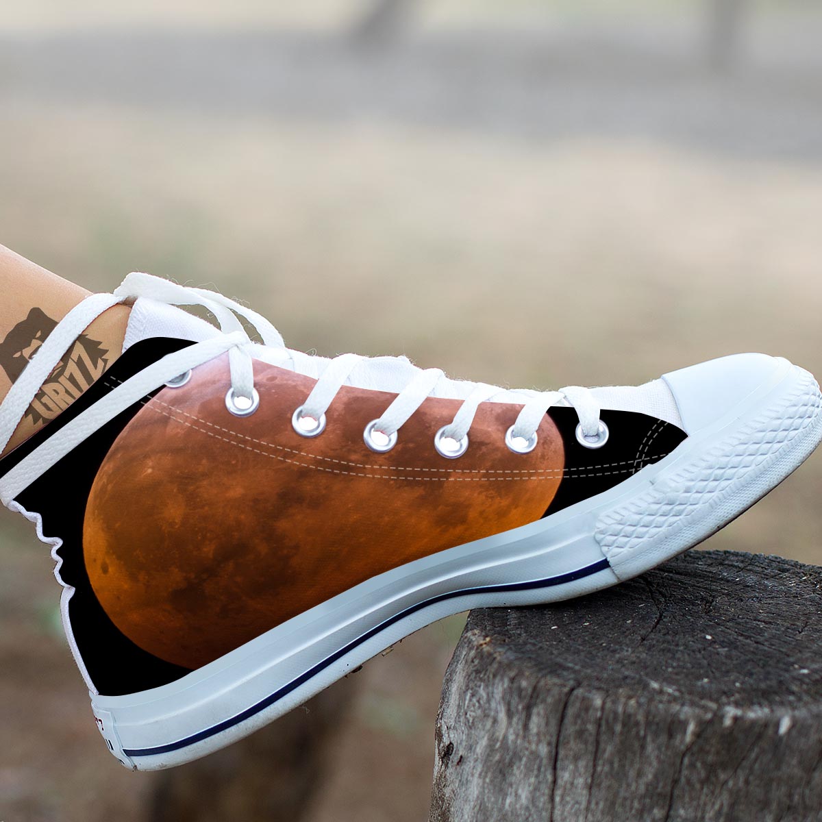 Eclipse Total Lunar Print White High Top Shoes-grizzshop