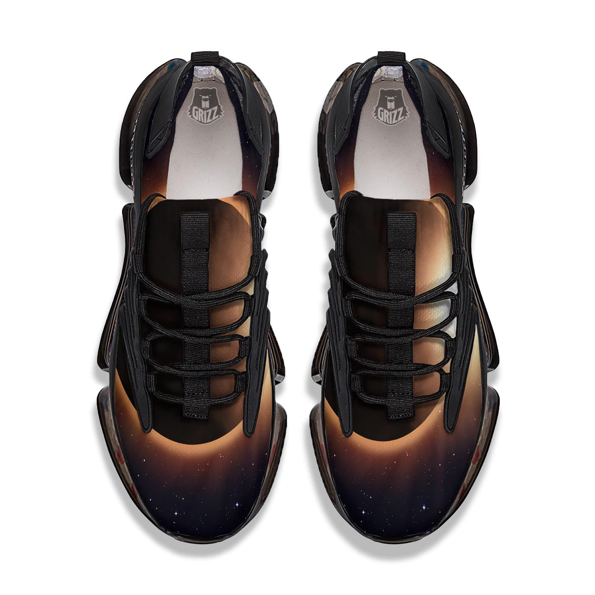 Eclipse Total Solar Print Black Gym Shoes-grizzshop