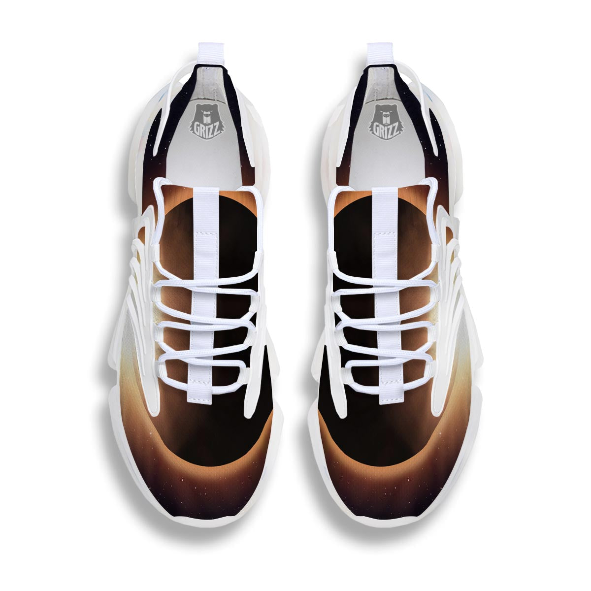 Eclipse Total Solar Print White Gym Shoes-grizzshop