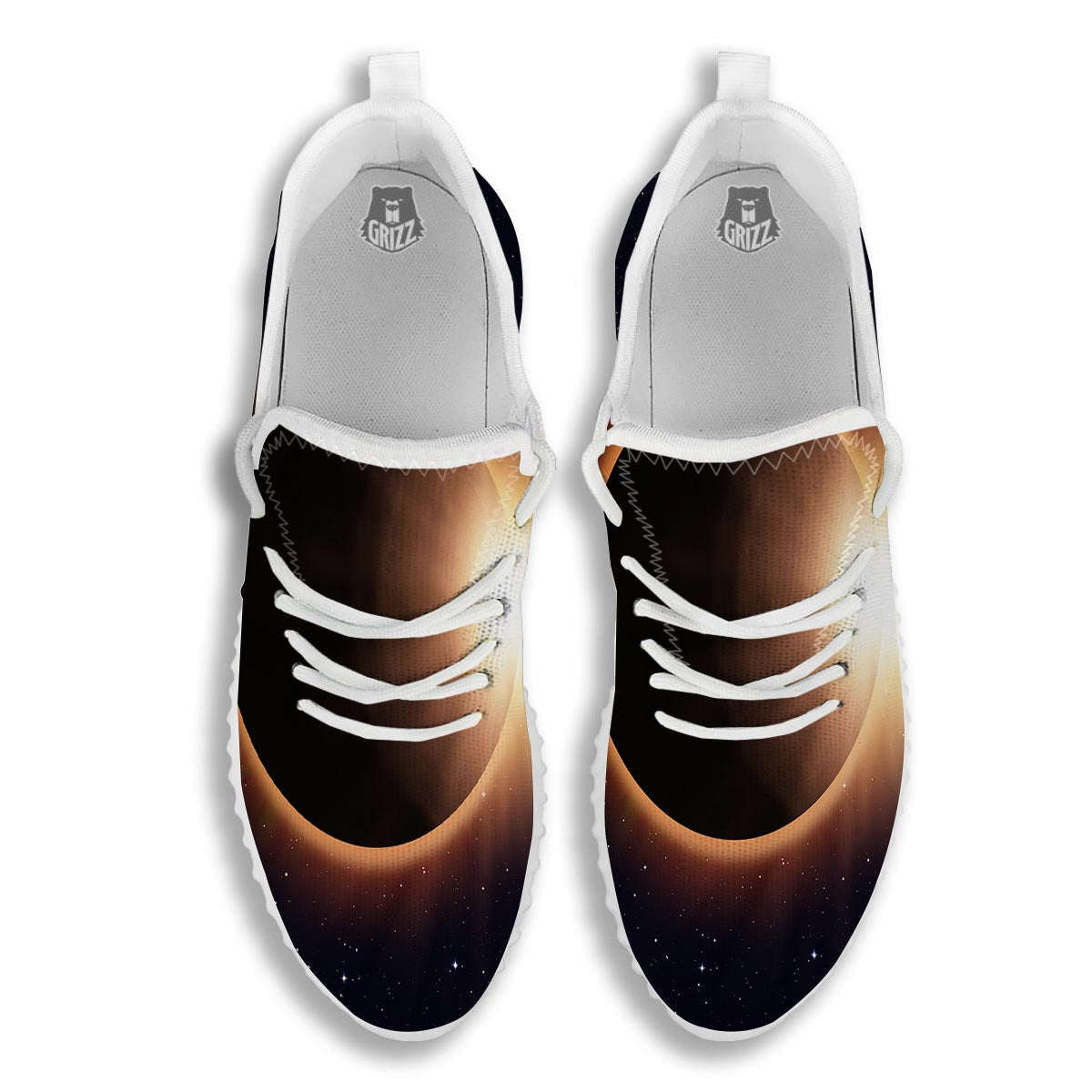 Eclipse Total Solar Print White Walking Shoes-grizzshop