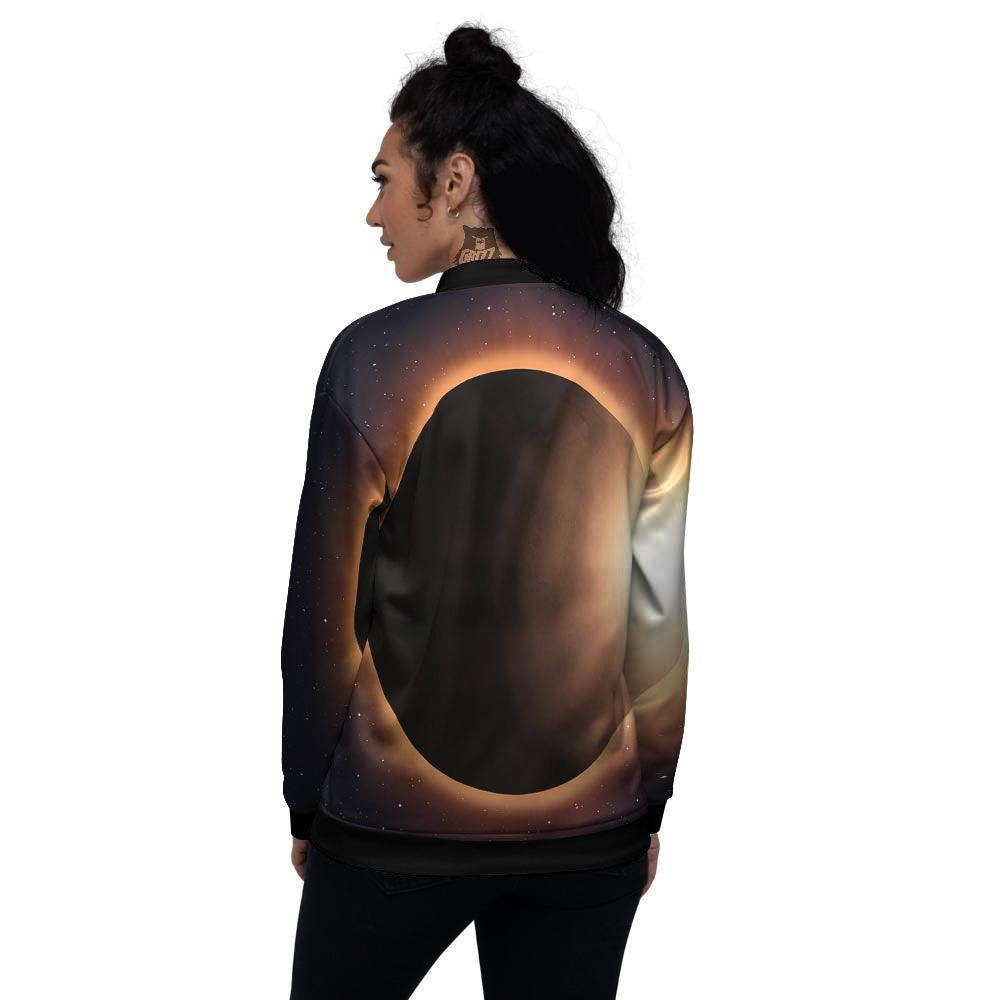 Eclipse Total Solar Print Women's Bomber Jacket-grizzshop