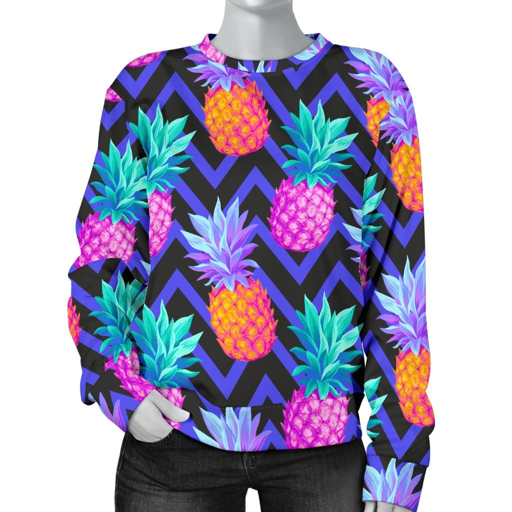 Edm Purple Pineapple Print Sweatshirt-grizzshop