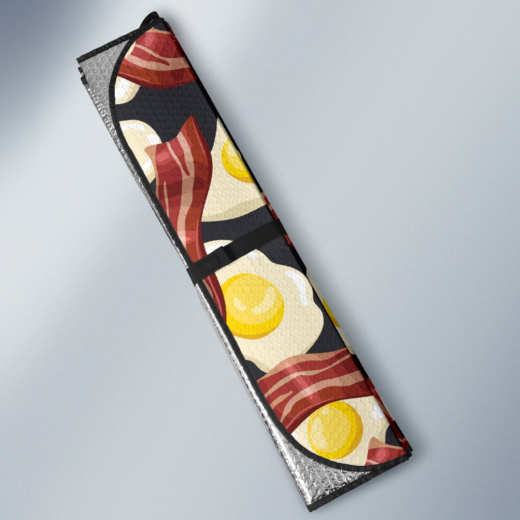 Egg Bacon Pattern Print Car Sun Shade-grizzshop