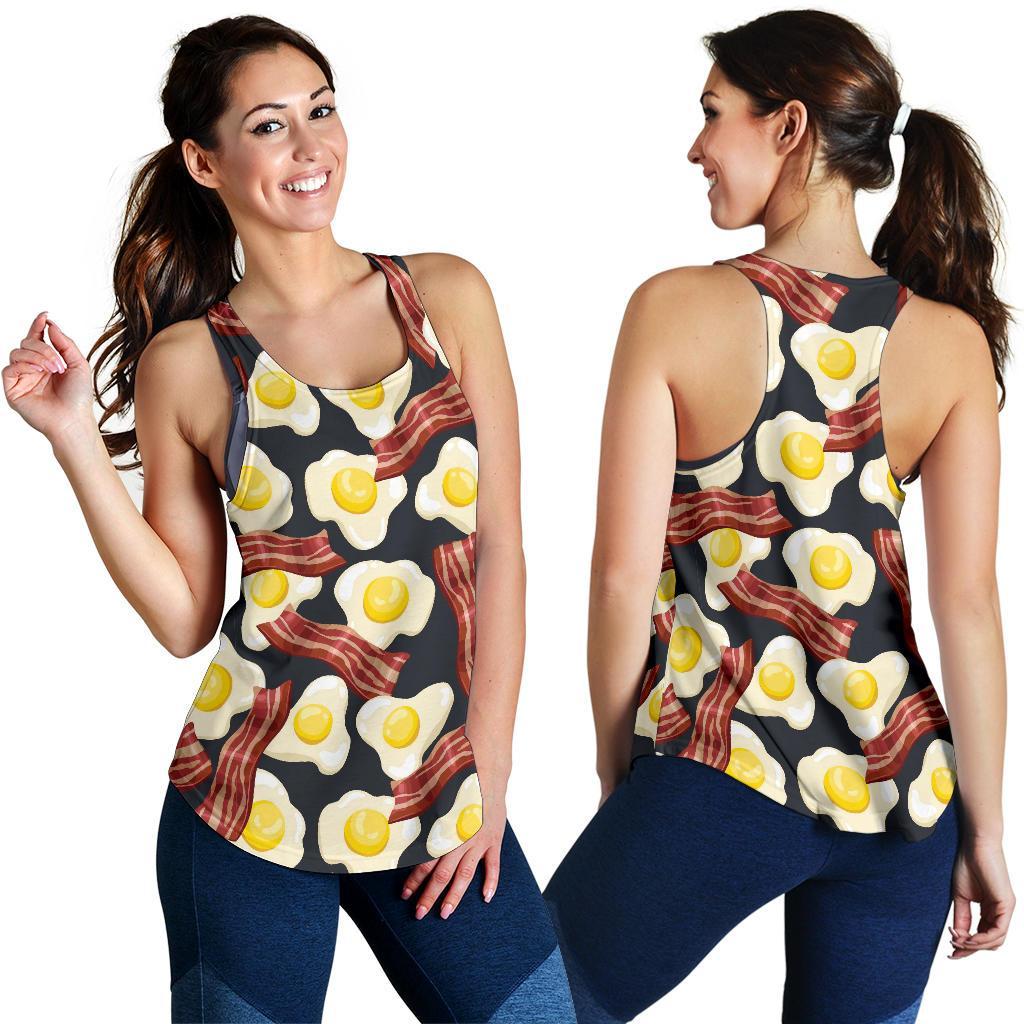 Egg Bacon Pattern Print Racerback Tank Tops-grizzshop