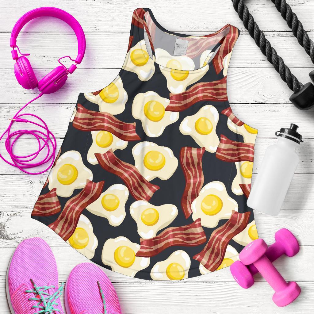 Egg Bacon Pattern Print Racerback Tank Tops-grizzshop