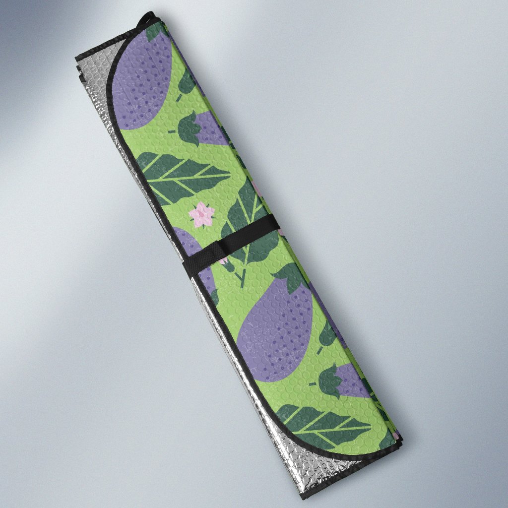 Eggplant Cute Pattern Print Car Sun Shade-grizzshop