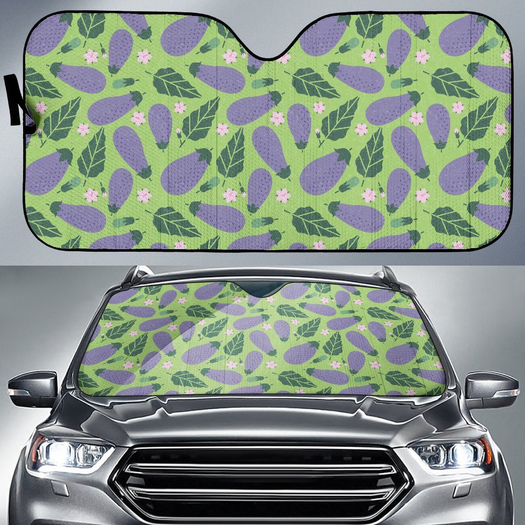 Eggplant Cute Pattern Print Car Sun Shade-grizzshop