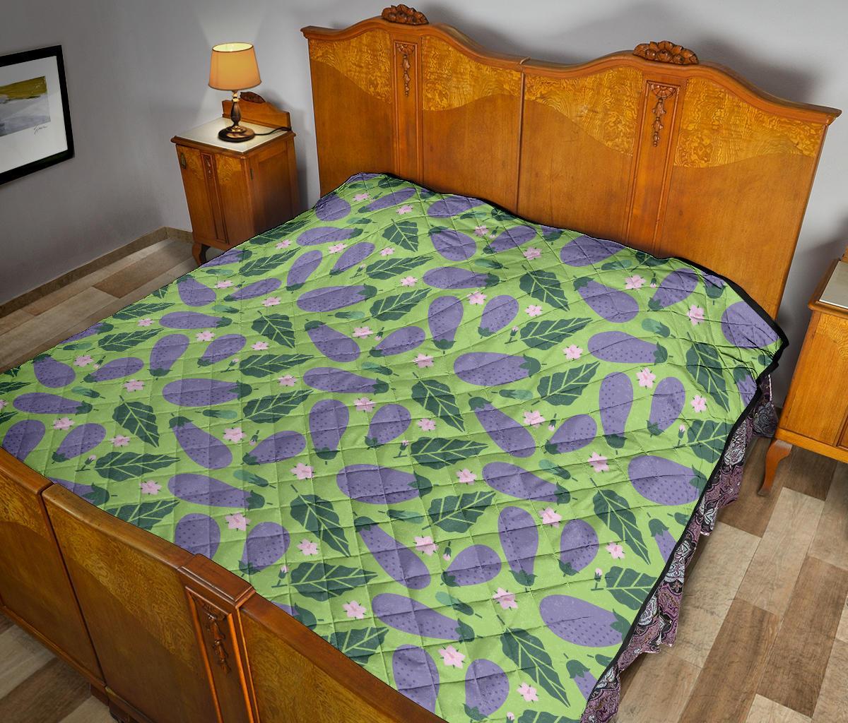 Eggplant Cute Pattern Print Quilt-grizzshop
