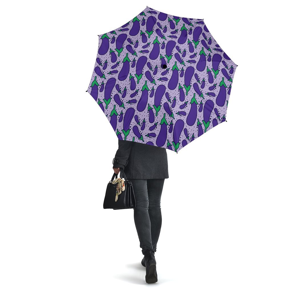 Eggplant Cute Print Pattern Automatic Foldable Umbrella-grizzshop