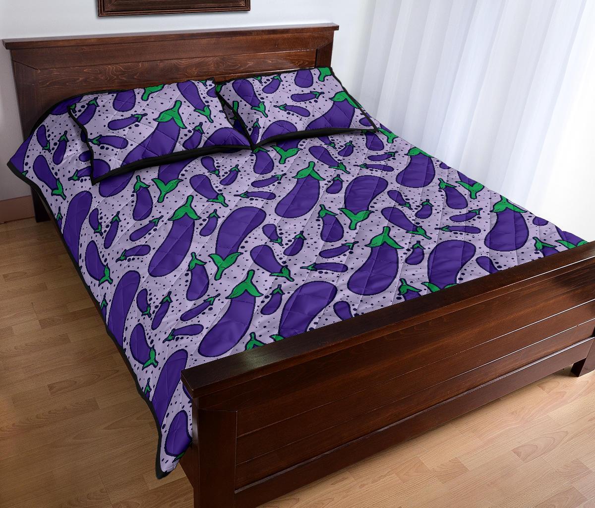Eggplant Cute Print Pattern Bed Set Quilt-grizzshop