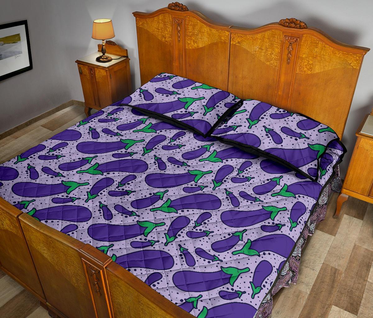 Eggplant Cute Print Pattern Bed Set Quilt-grizzshop